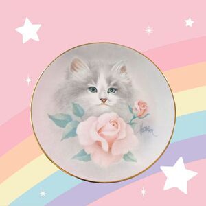 Vtg Blushing Beauties cat plate